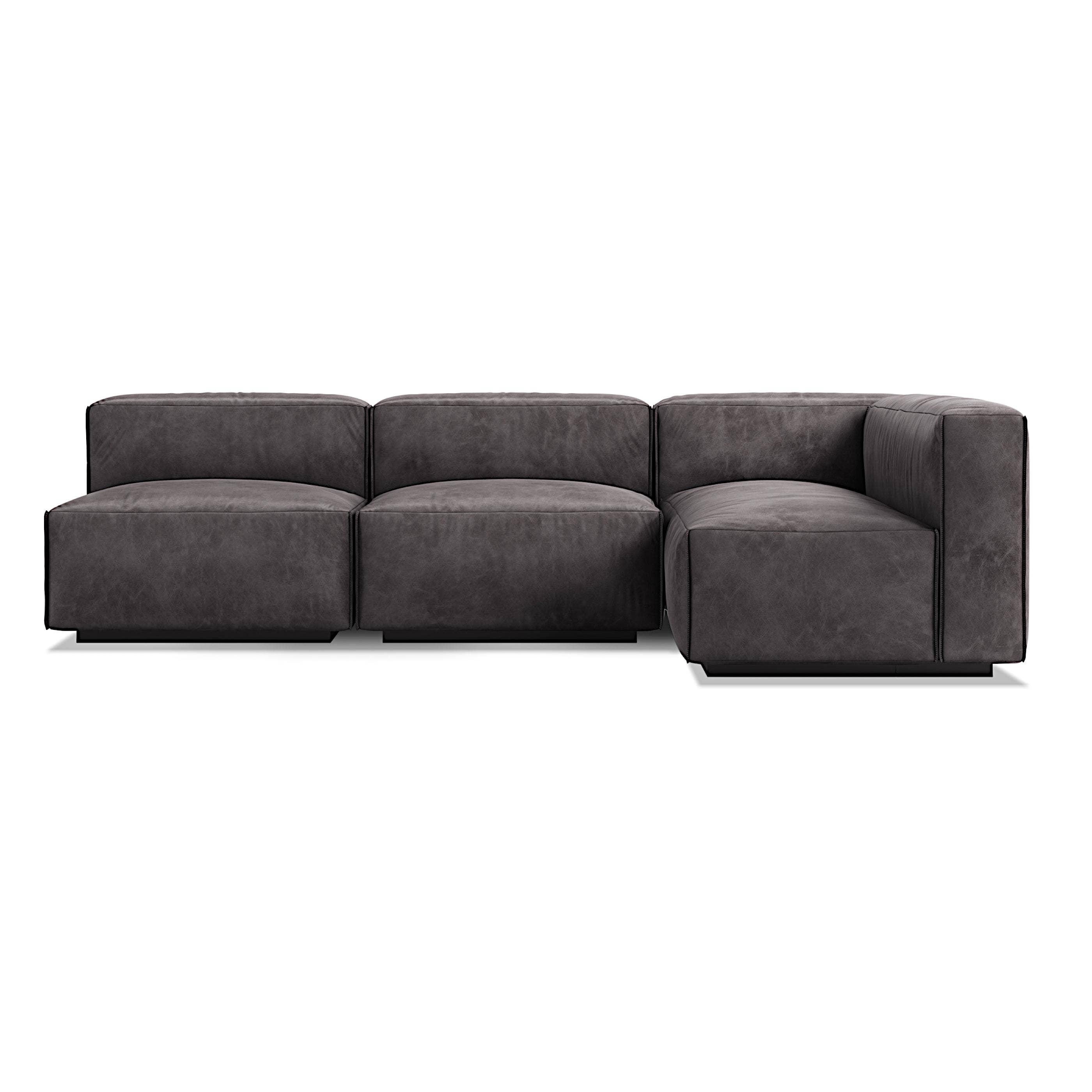 Slate top leather sectional